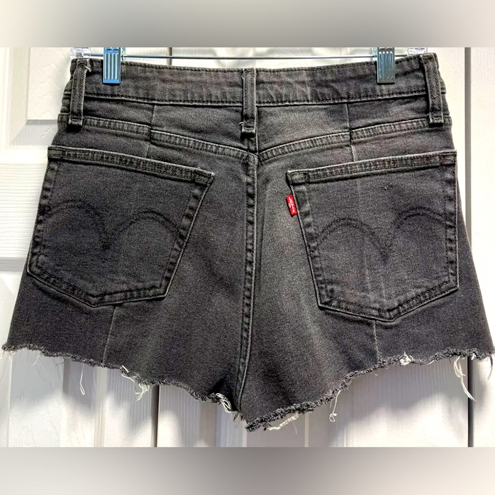 Levi's-Altered 721, Charcoal, High Rise/Waist, Slit Side, Cut Off Shorts. Sz-28